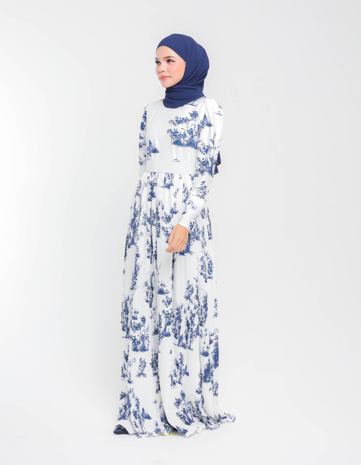 ROSIE PLEATED DRESS (NAVY BLUE)