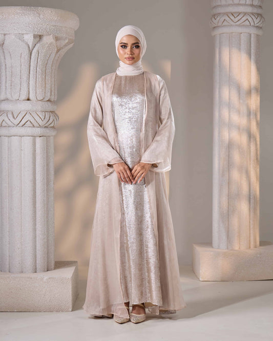 MINOR DEFECT ASMAA ABAYA (CHAMPAGNE)