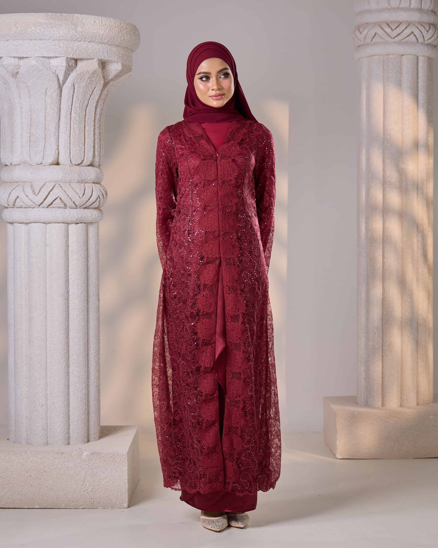 REFA DRESS (BURGUNDY)