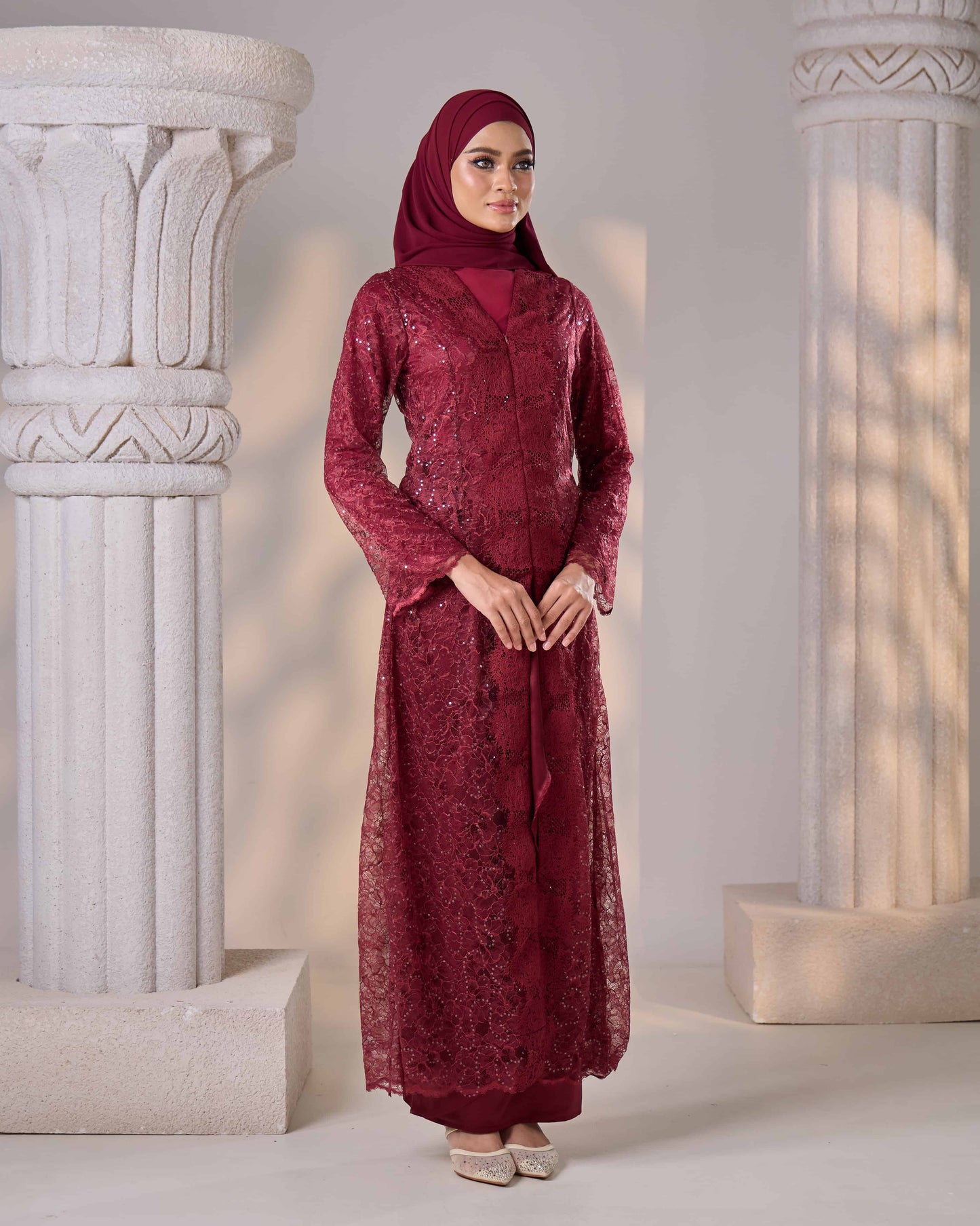 REFA DRESS (BURGUNDY)