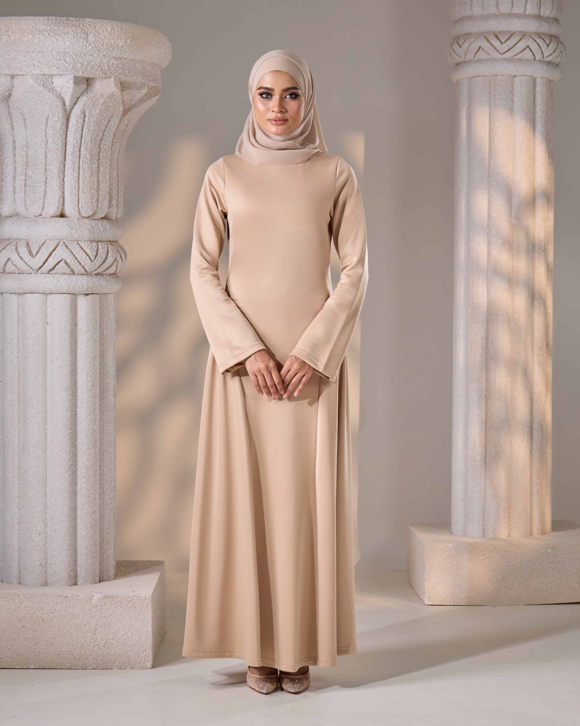ELYZHA DRESS (BEIGE) Hijabistahub ELYZHA DRESS (BEIGE) Hijabistahub