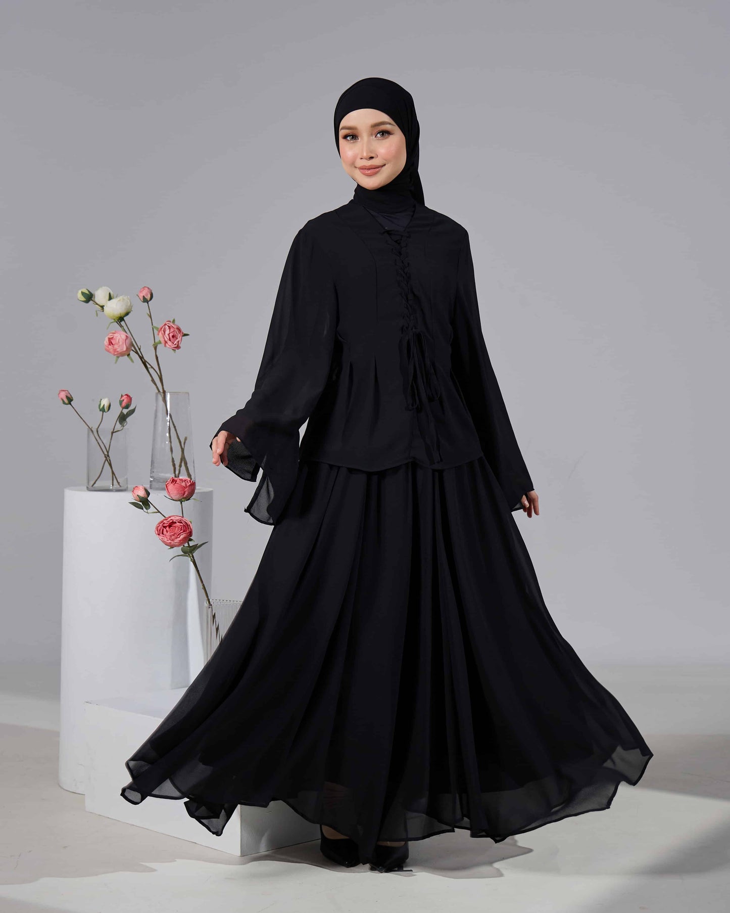 ELINDA TIE-DRESS (BLACK)