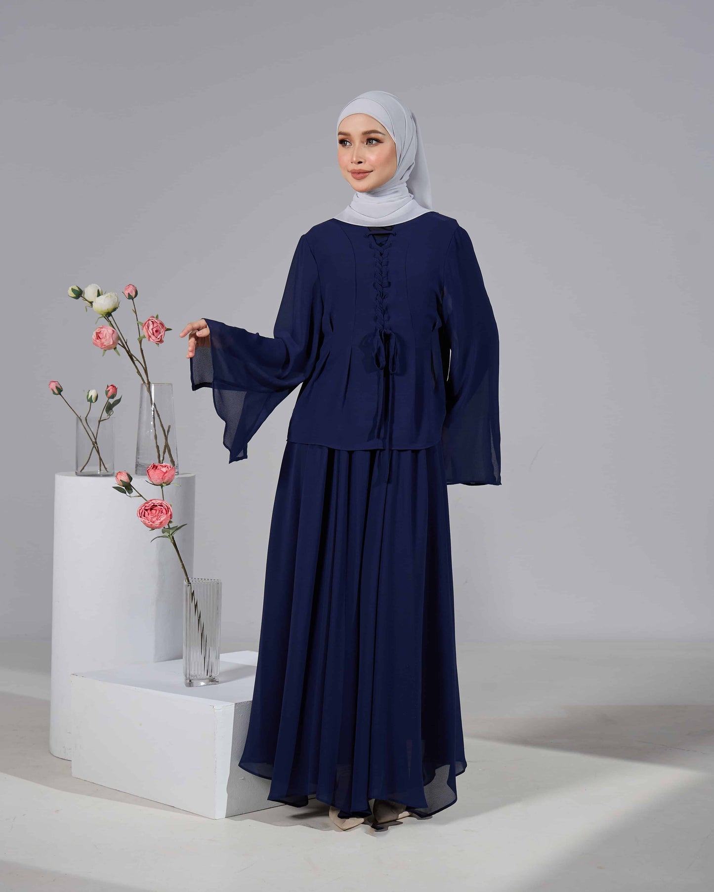 ELINDA TIE-DRESS (NAVY BLUE)