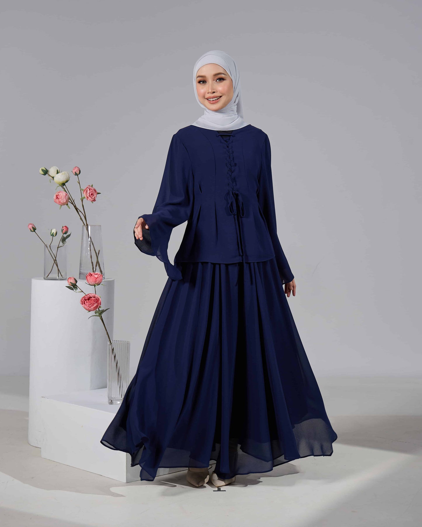 ELINDA TIE-DRESS (NAVY BLUE)