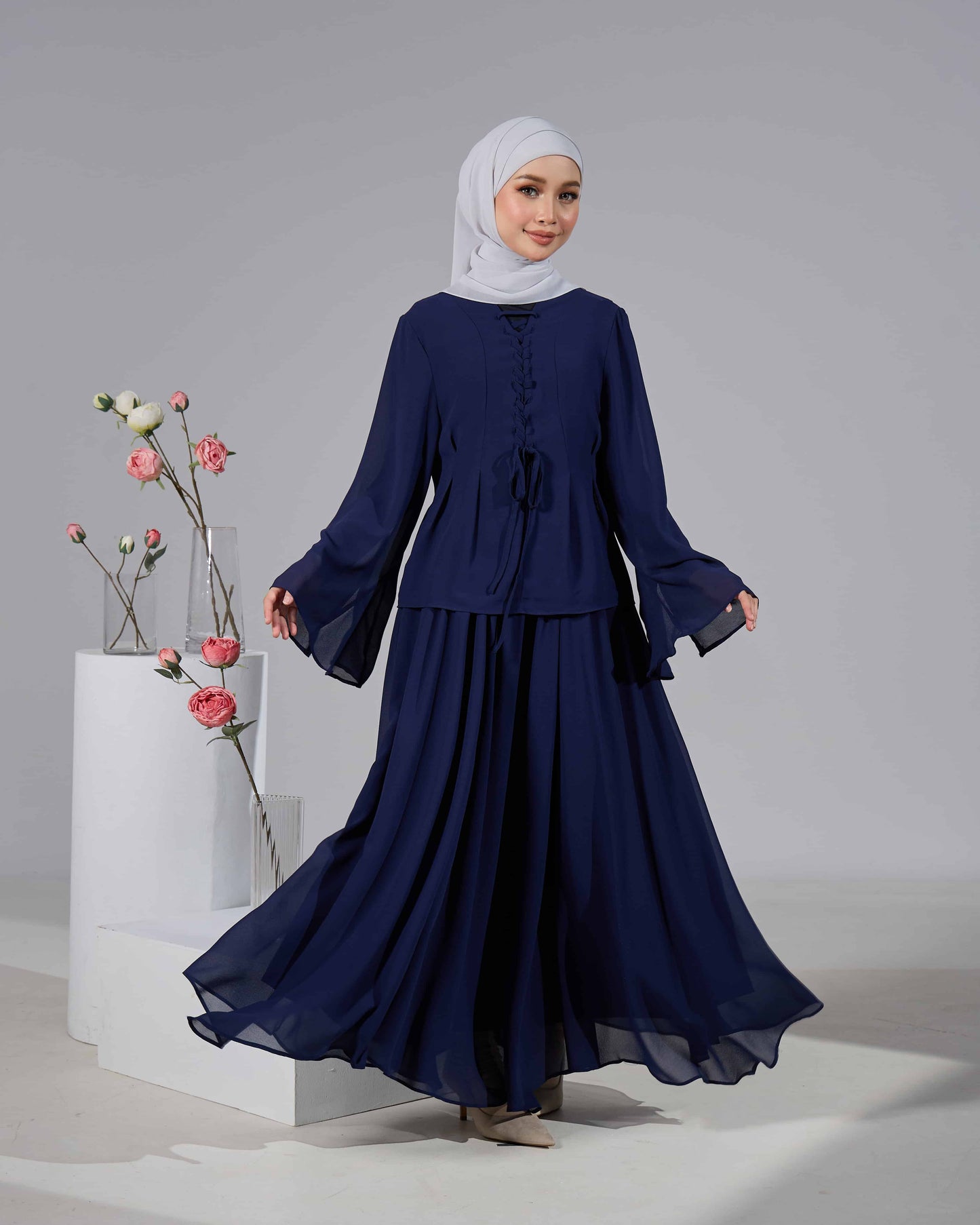 ELINDA TIE-DRESS (NAVY BLUE)