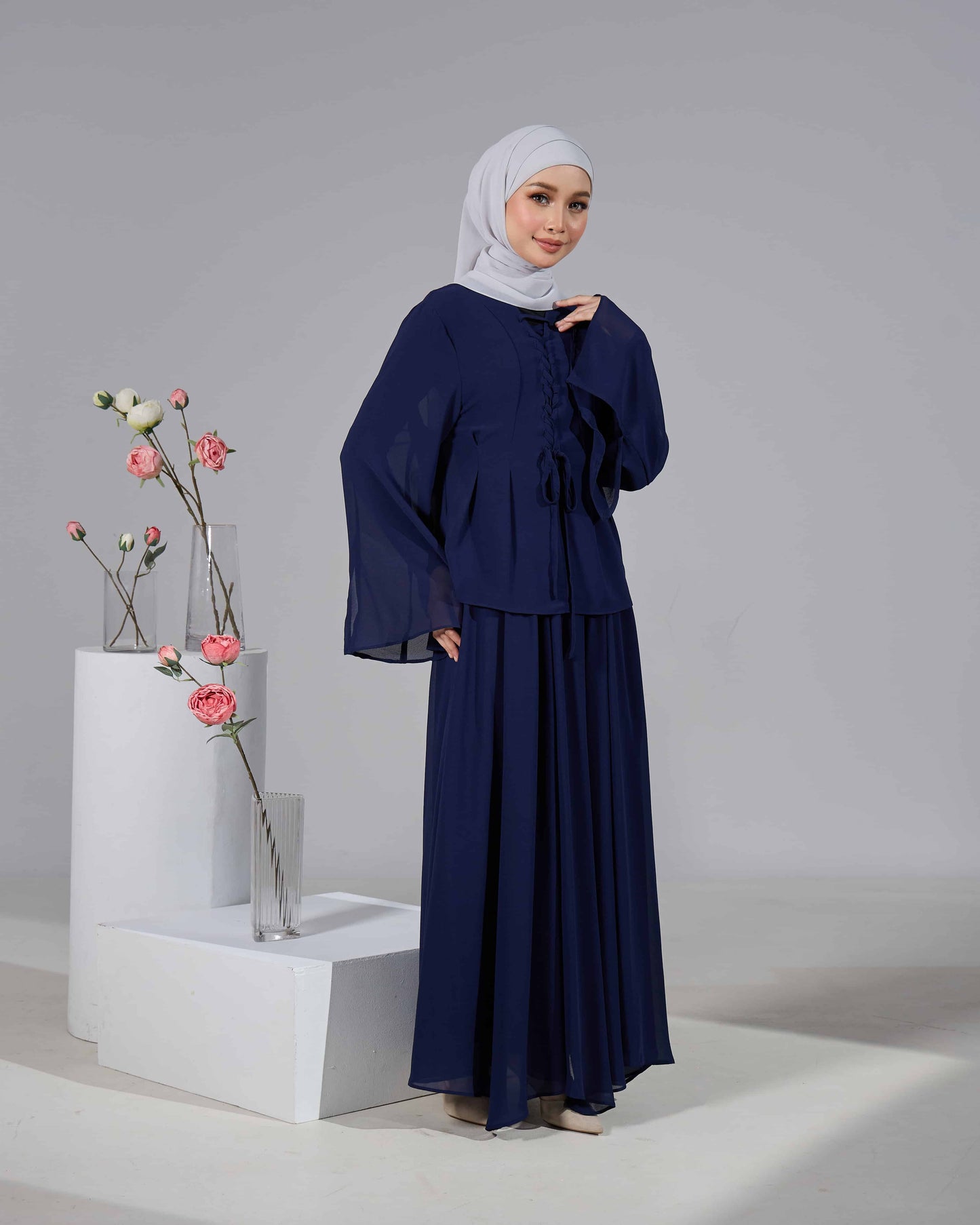 ELINDA TIE-DRESS (NAVY BLUE)