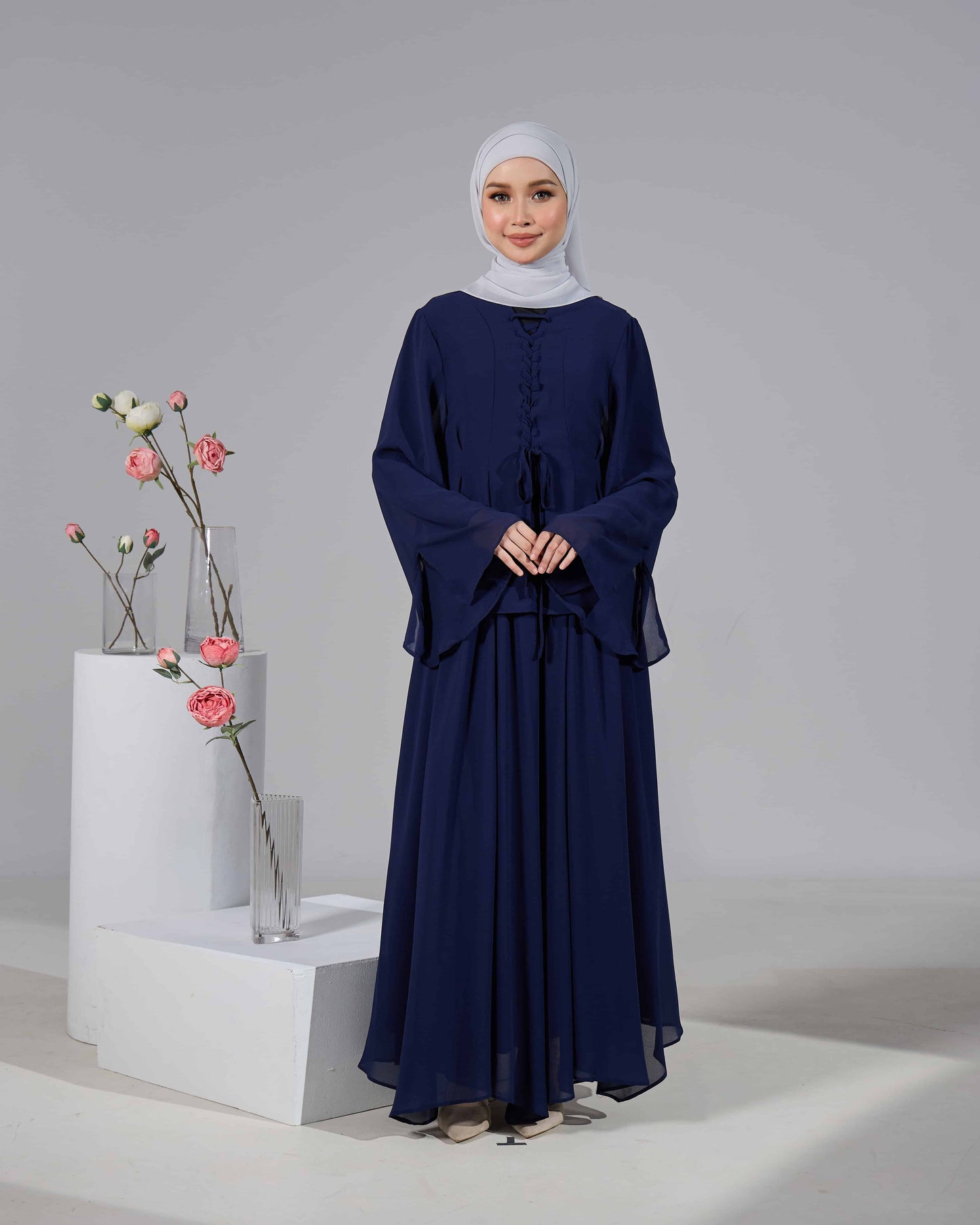 ELINDA TIE-DRESS (NAVY BLUE)