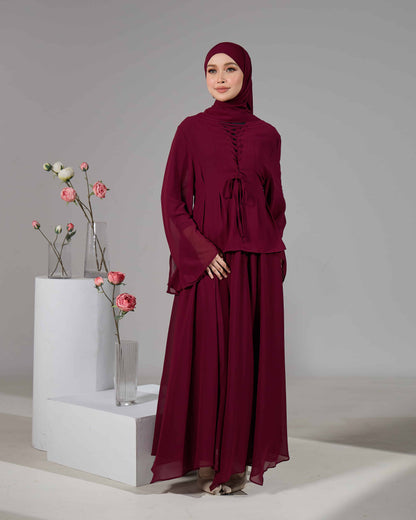 ELINDA TIE-DRESS (BURGUNDY)
