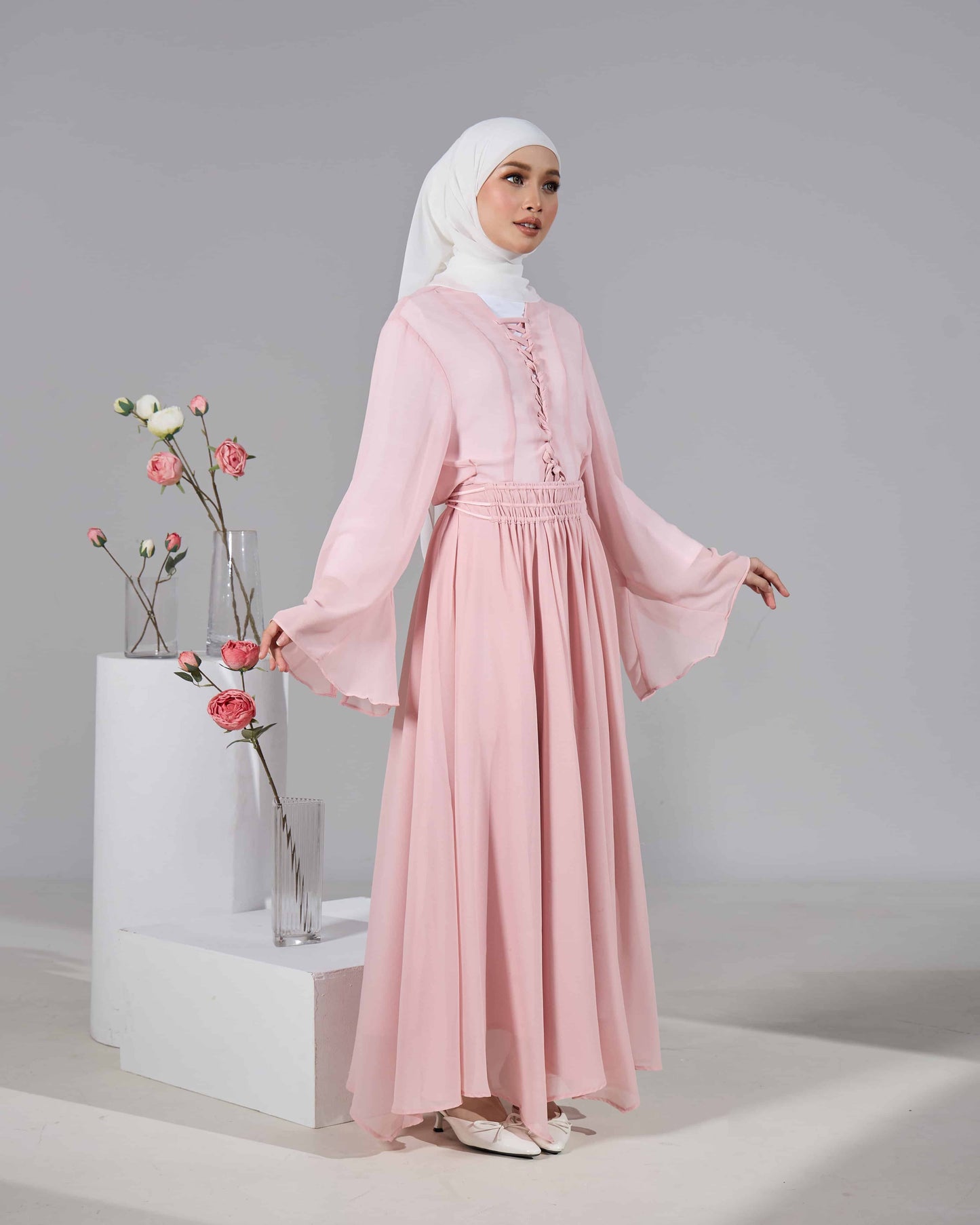 ELINDA TIE-DRESS (DUSTY PINK)