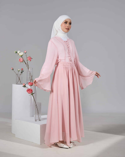 ELINDA TIE-DRESS (DUSTY PINK)