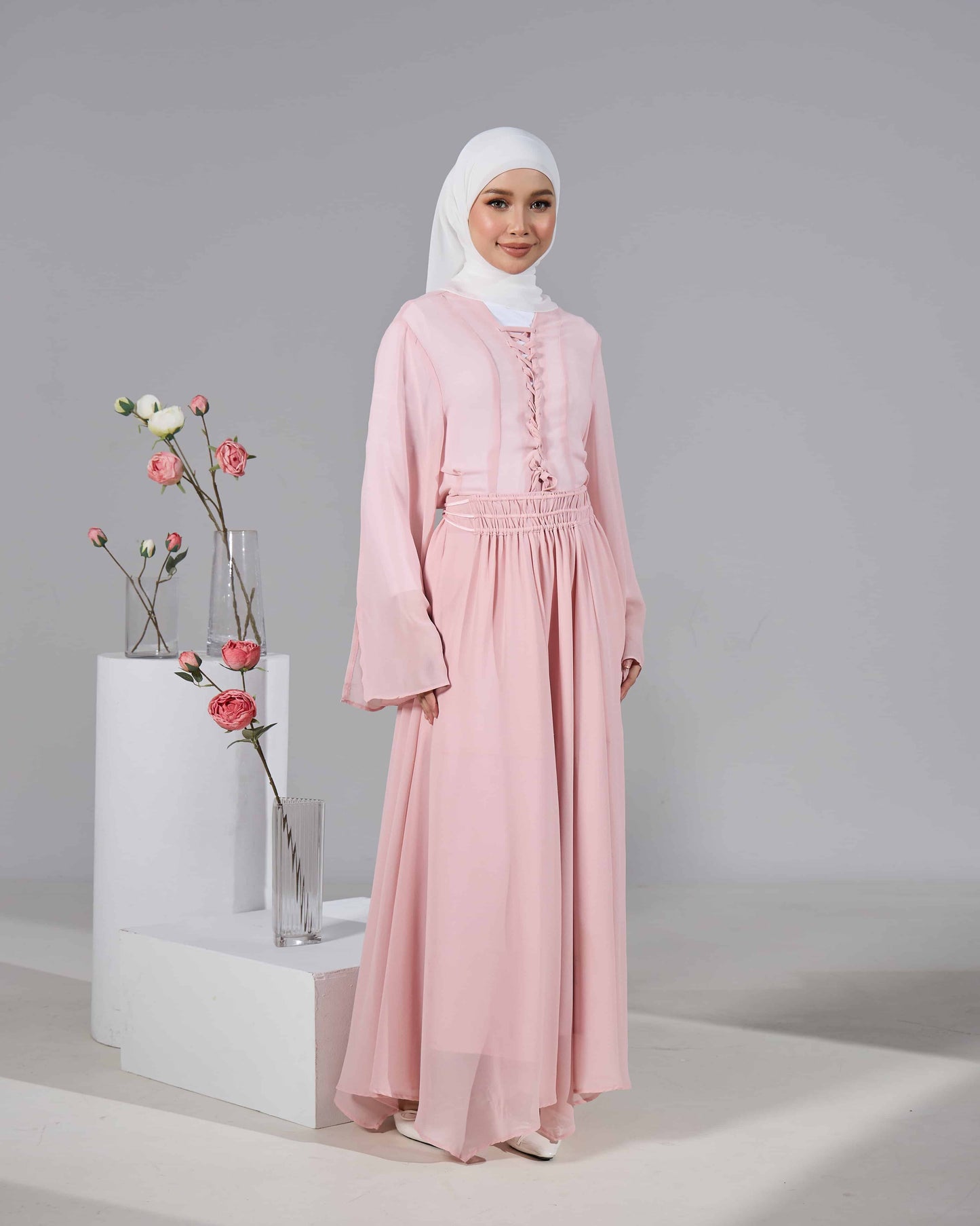 ELINDA TIE-DRESS (DUSTY PINK)