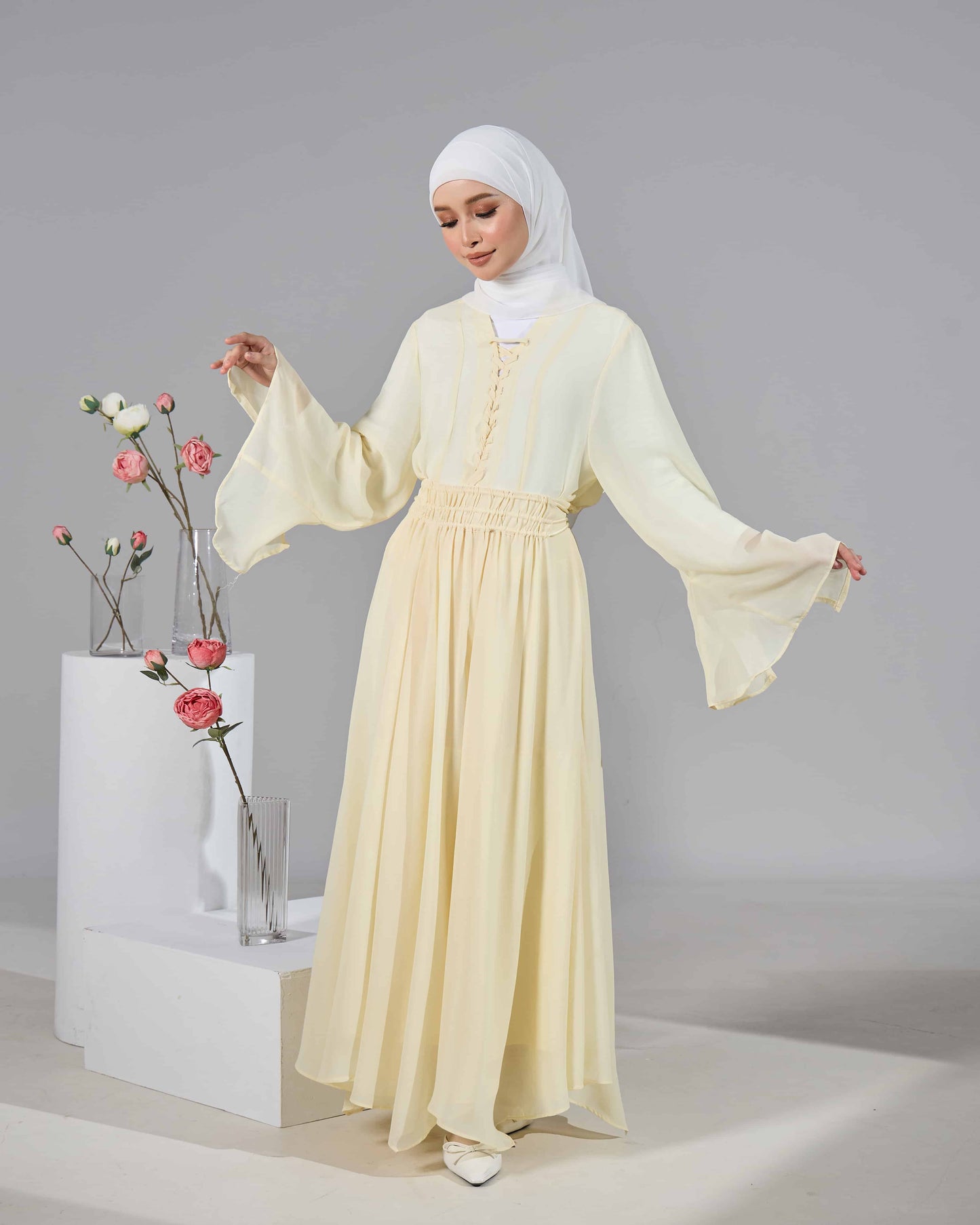 ELINDA TIE-DRESS (SOFT YELLOW)