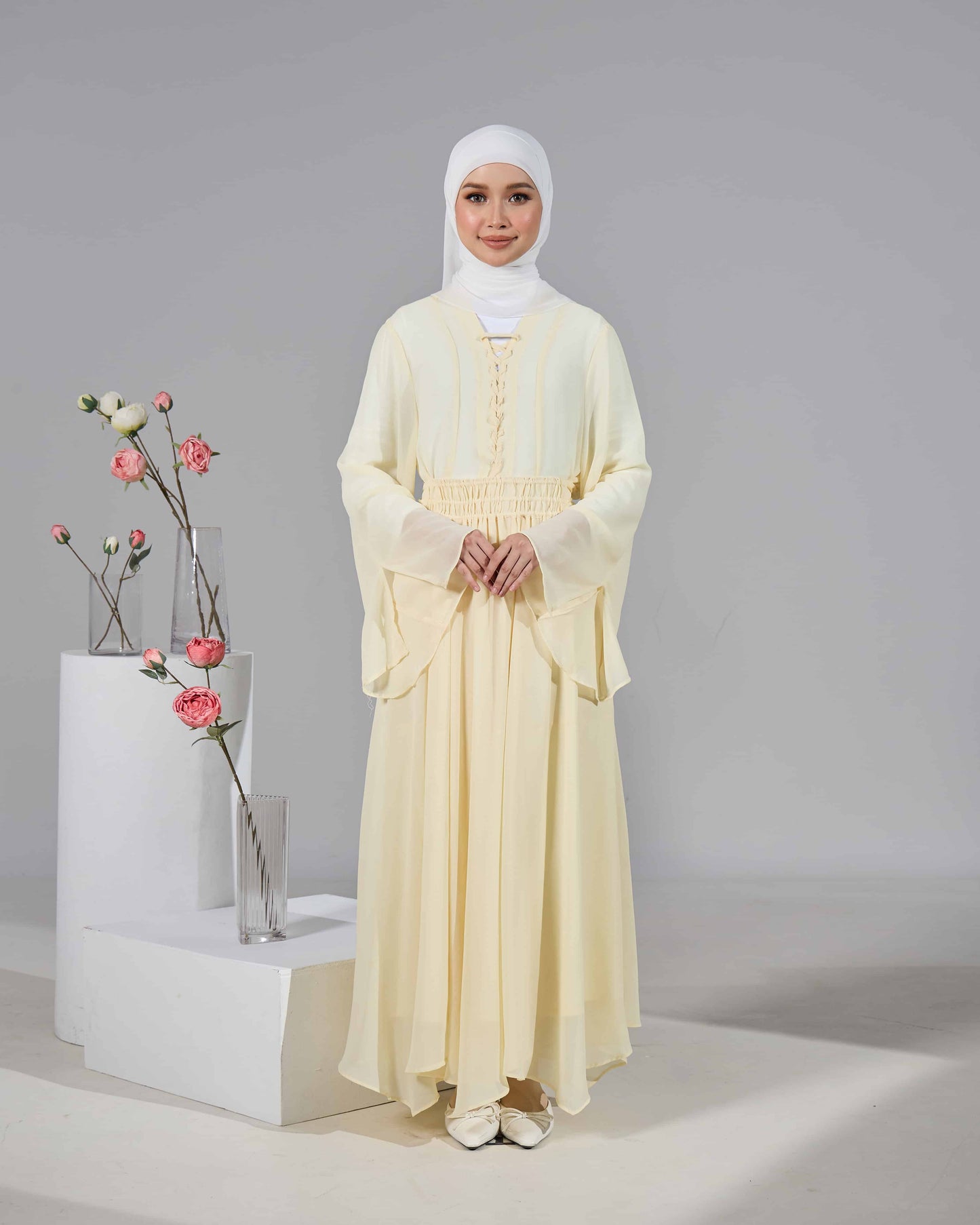MINOR DEFECT ELINDA TIE-DRESS (SOFT YELLOW)