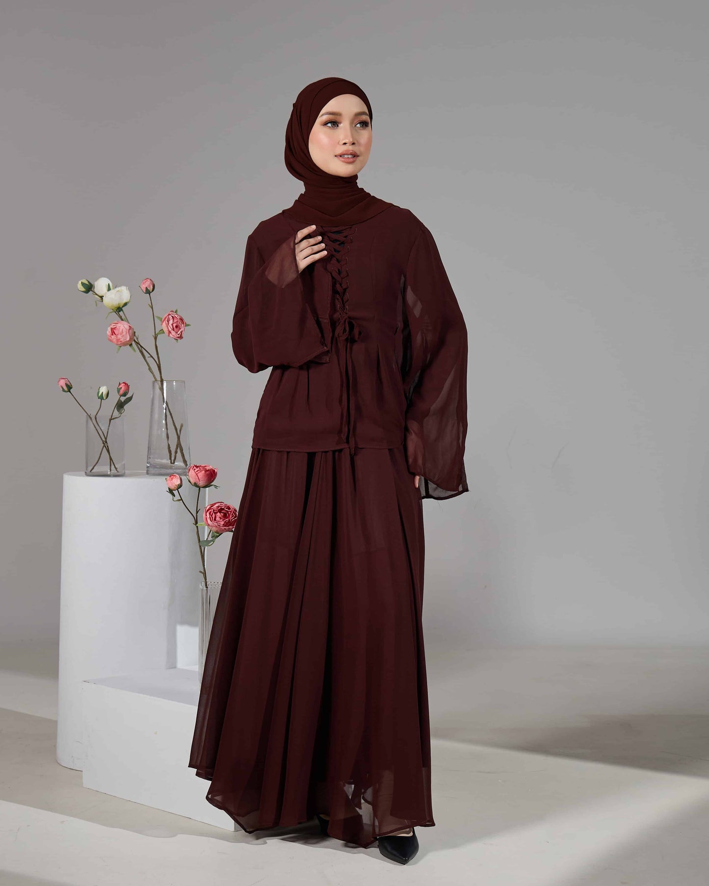 ELINDA TIE-DRESS (RICH BROWN)