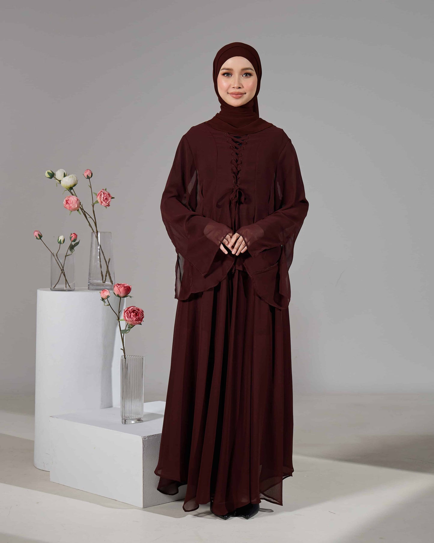 ELINDA TIE-DRESS (RICH BROWN)