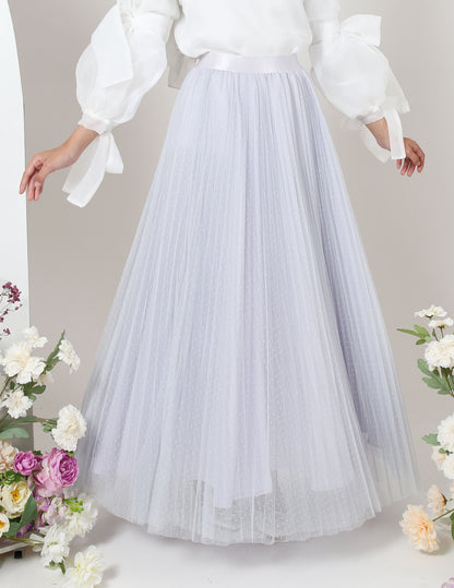 MINOR DEFECT TUTU PLEATED DOT SKIRT (GREY)