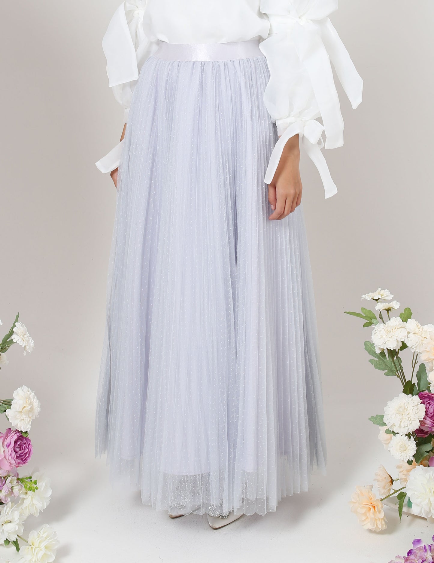 MINOR DEFECT TUTU PLEATED DOT SKIRT (GREY)