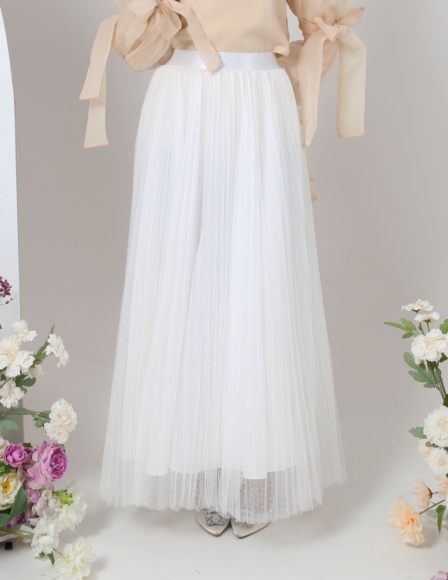 MINOR DEFECT TUTU PLEATED DOT SKIRT (WHITE)