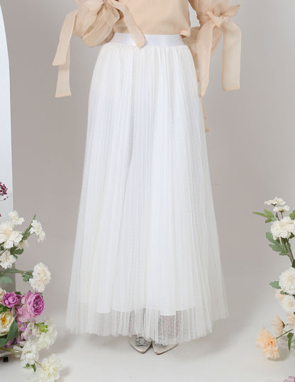 MINOR DEFECT TUTU PLEATED DOT SKIRT (WHITE)