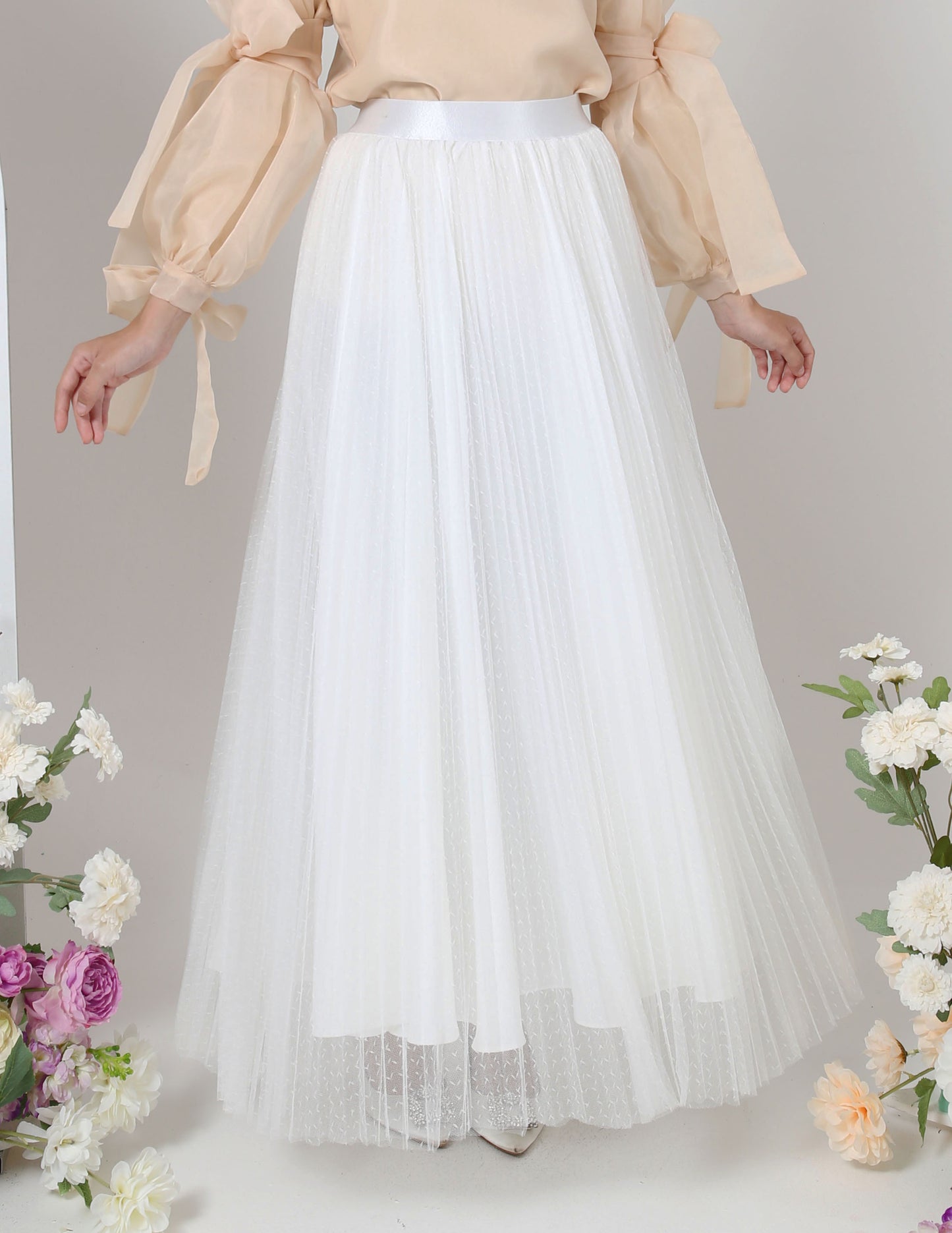 MINOR DEFECT TUTU PLEATED DOT SKIRT (WHITE)