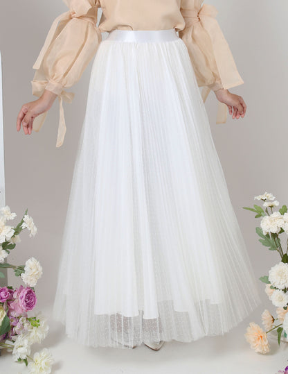 MINOR DEFECT TUTU PLEATED DOT SKIRT (WHITE)