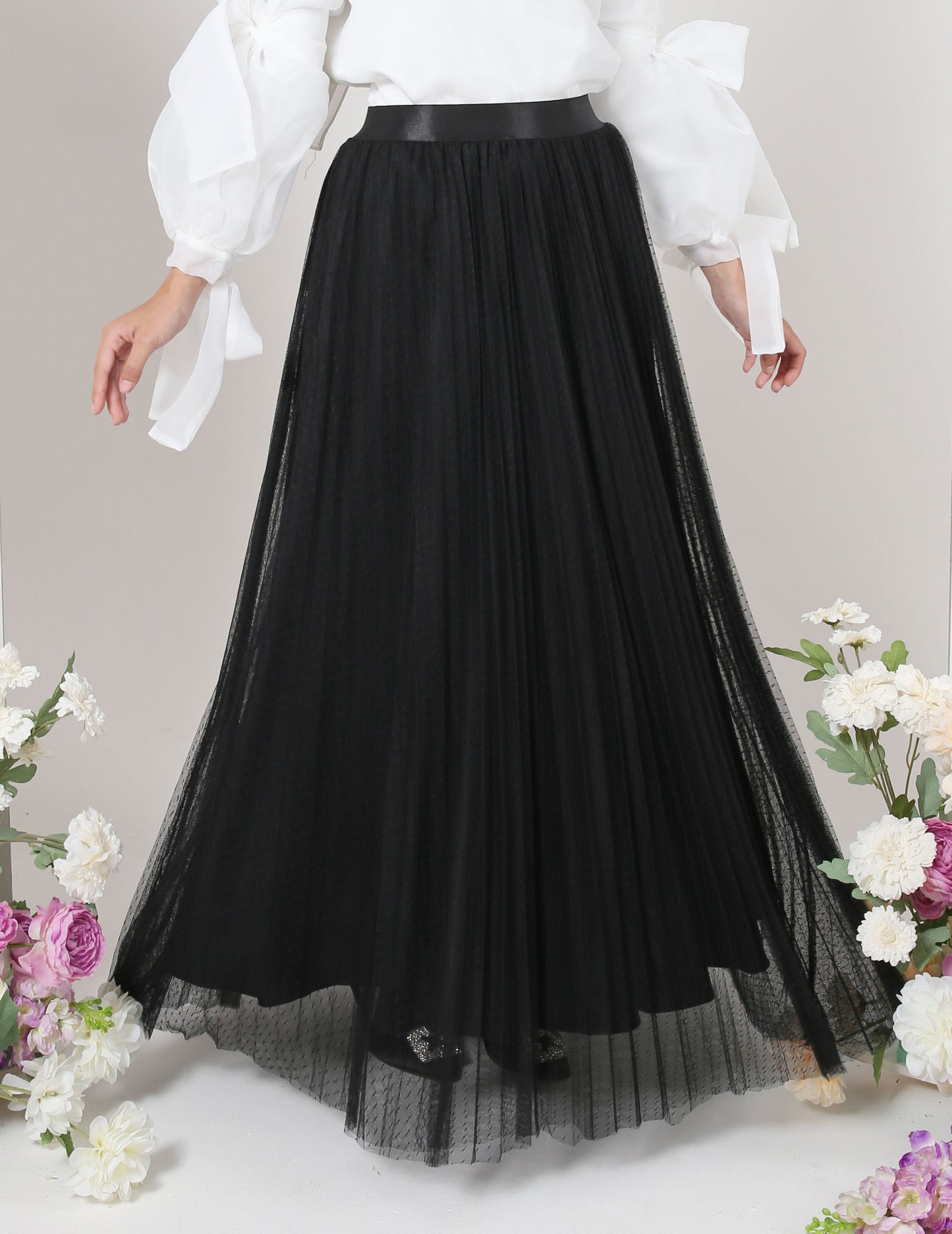 MINOR DEFECT TUTU PLEATED DOT SKIRT (BLACK)