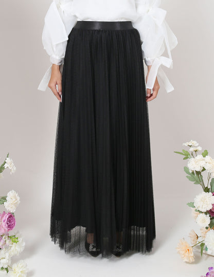 MINOR DEFECT TUTU PLEATED DOT SKIRT (BLACK)