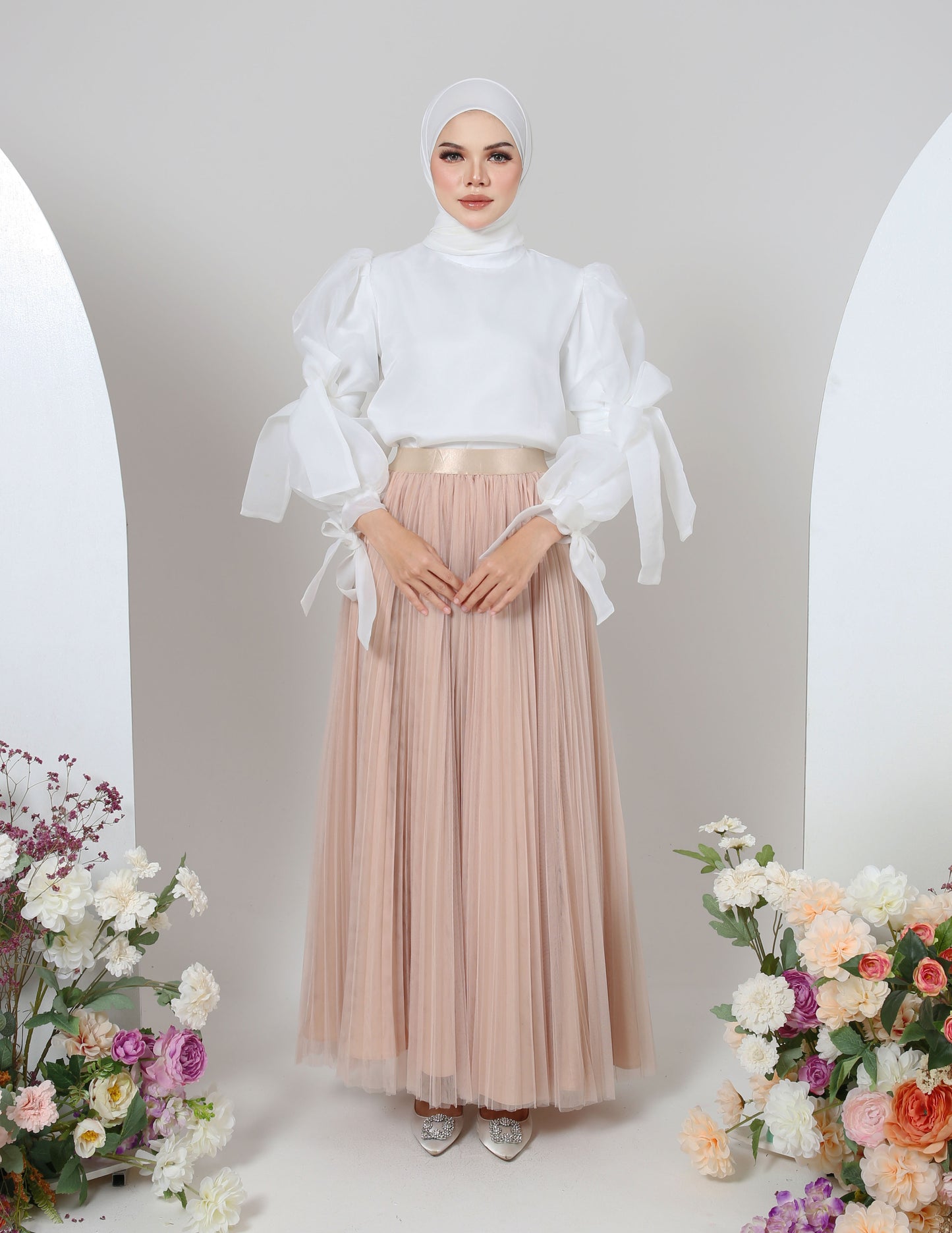 MINOR DEFECT TUTU PLEATED SKIRT (NUDE)