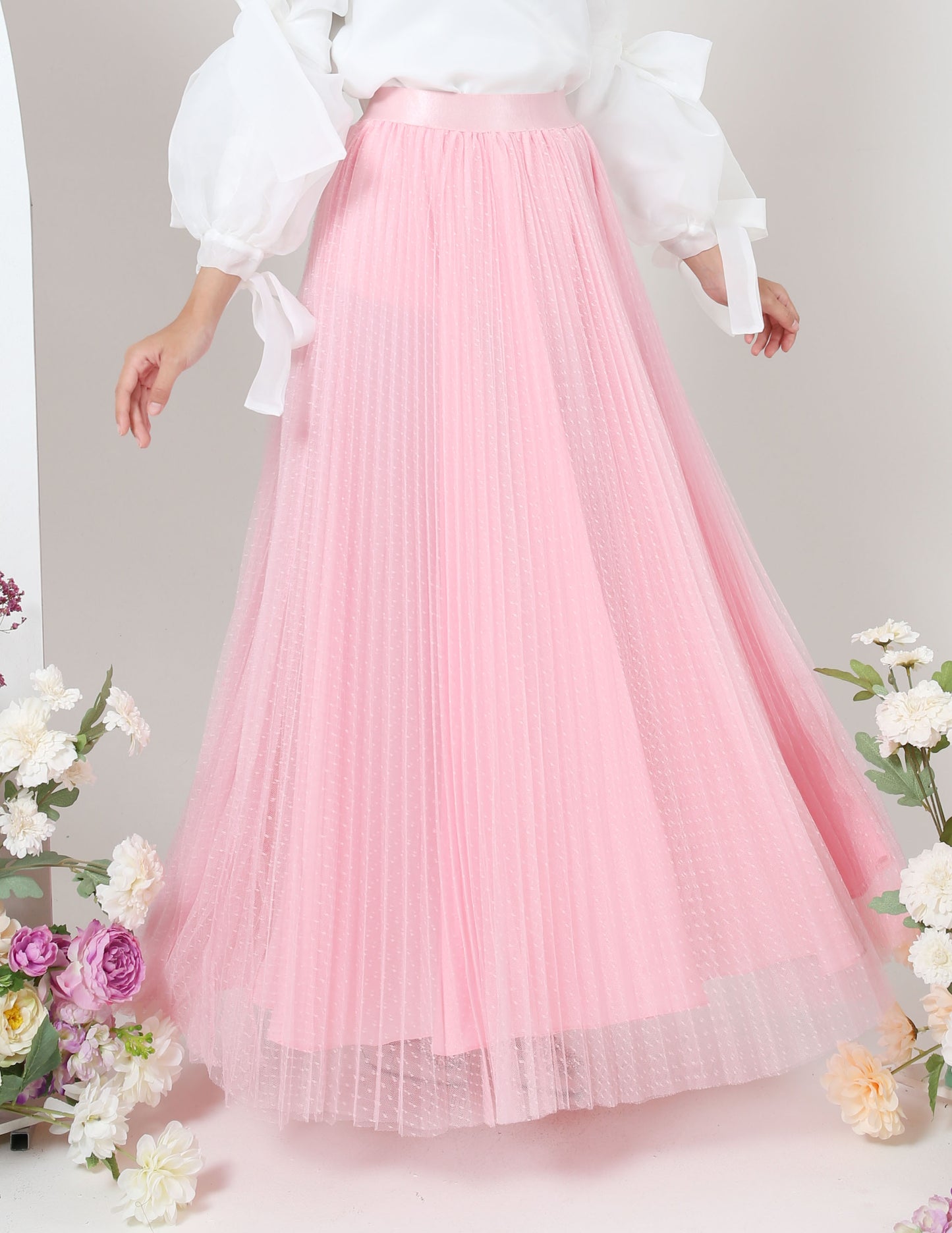 MINOR DEFECT TUTU PLEATED DOT SKIRT (PINK)