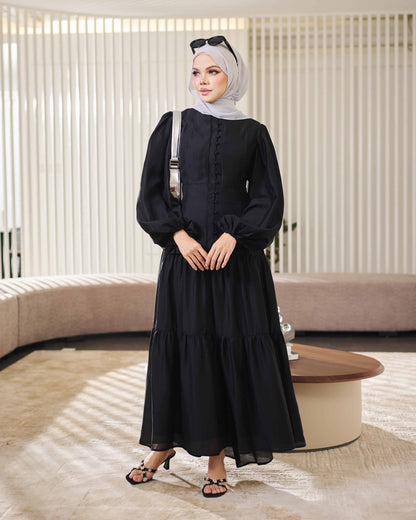 KEYLA BUTTON DRESS (BLACK)