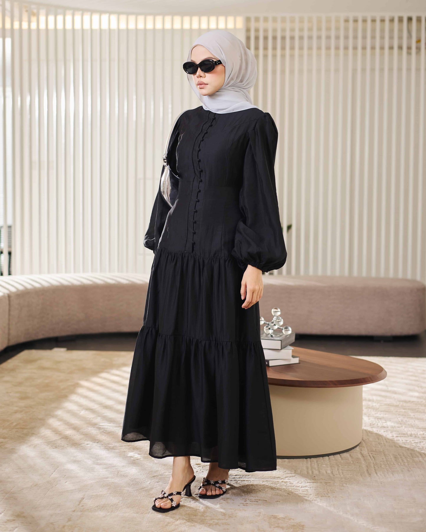 KEYLA BUTTON DRESS (BLACK)