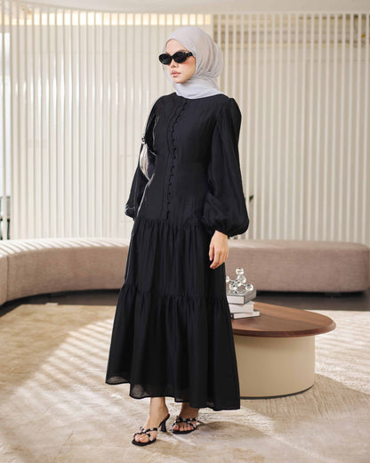 KEYLA BUTTON DRESS (BLACK)