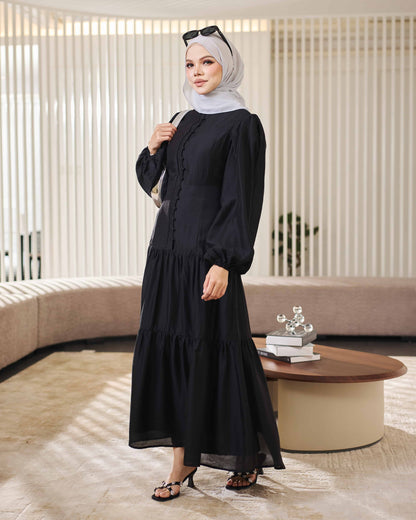 KEYLA BUTTON DRESS (BLACK)