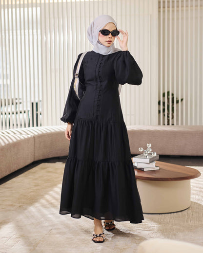 KEYLA BUTTON DRESS (BLACK)