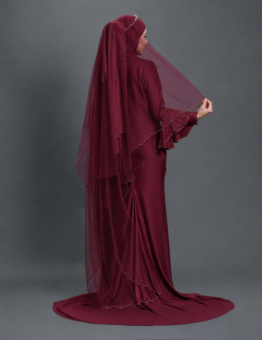 EMBROIDERY NET VEIL A17 (BURGUNDY)
