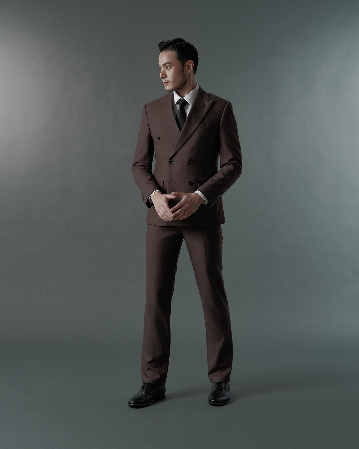 THE REGENT DOUBLE BREASTED SUIT (ASH BROWN)