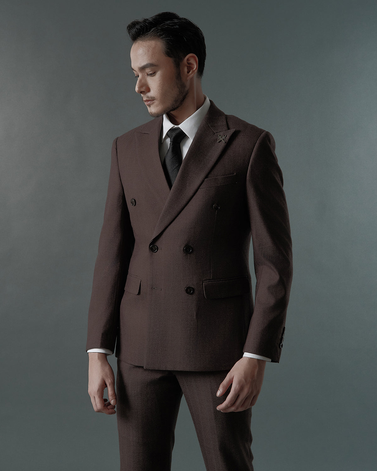 THE REGENT DOUBLE BREASTED SUIT (ASH BROWN)
