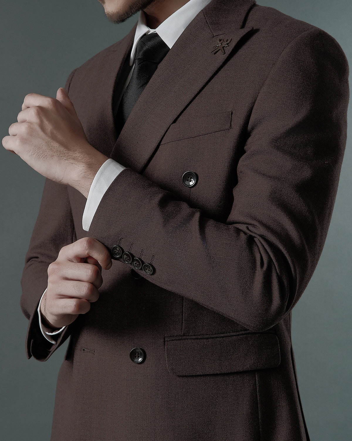 THE REGENT DOUBLE BREASTED SUIT (ASH BROWN)