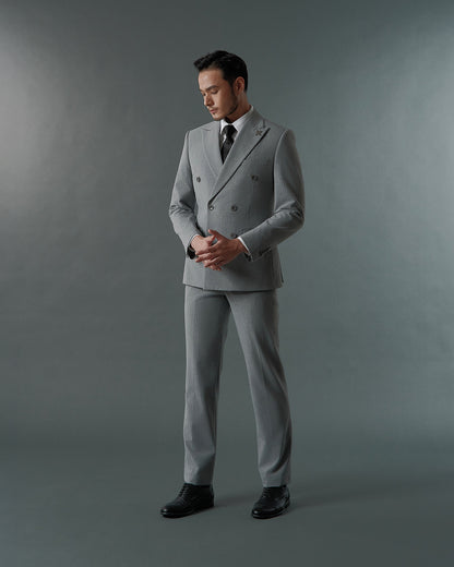 THE DOMINIC DOUBLE BREASTED SUIT (SILVER GREY)