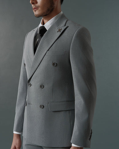 THE DOMINIC DOUBLE BREASTED SUIT (SILVER GREY)
