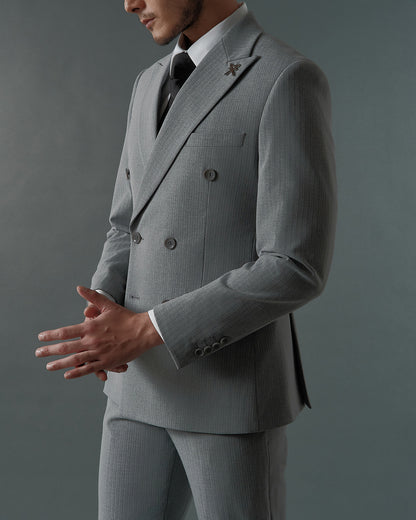 THE DOMINIC DOUBLE BREASTED SUIT (SILVER GREY)