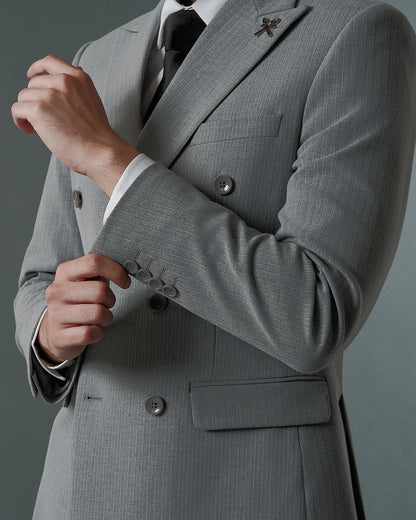 THE DOMINIC DOUBLE BREASTED SUIT (SILVER GREY)