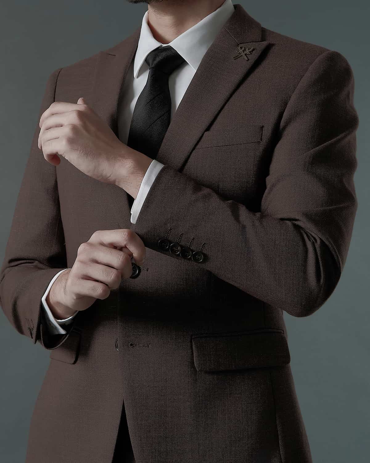 THE ARTHUR SINGLE BREASTED SUIT (ASH BROWN)