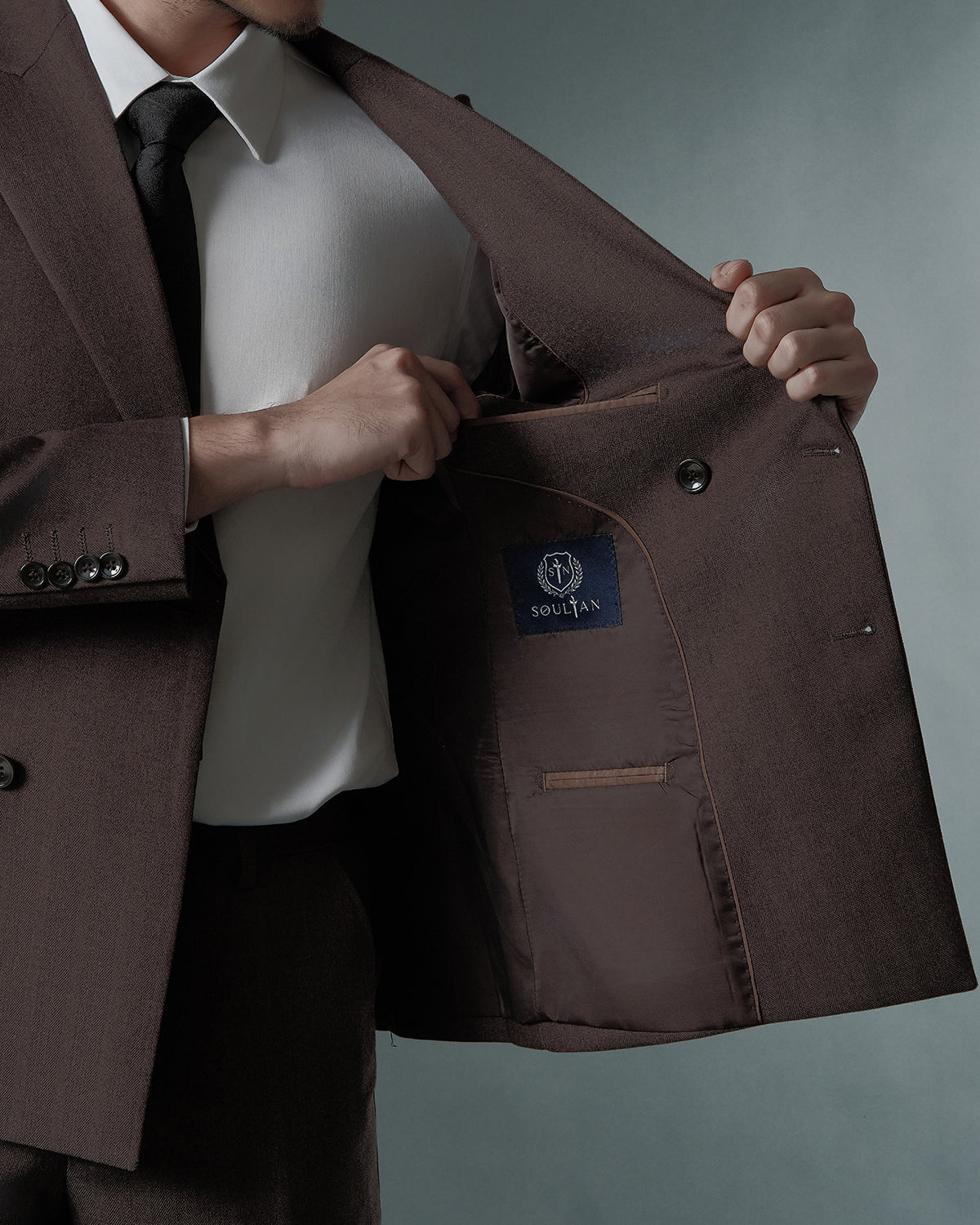 THE REGENT DOUBLE BREASTED SUIT (ASH BROWN)