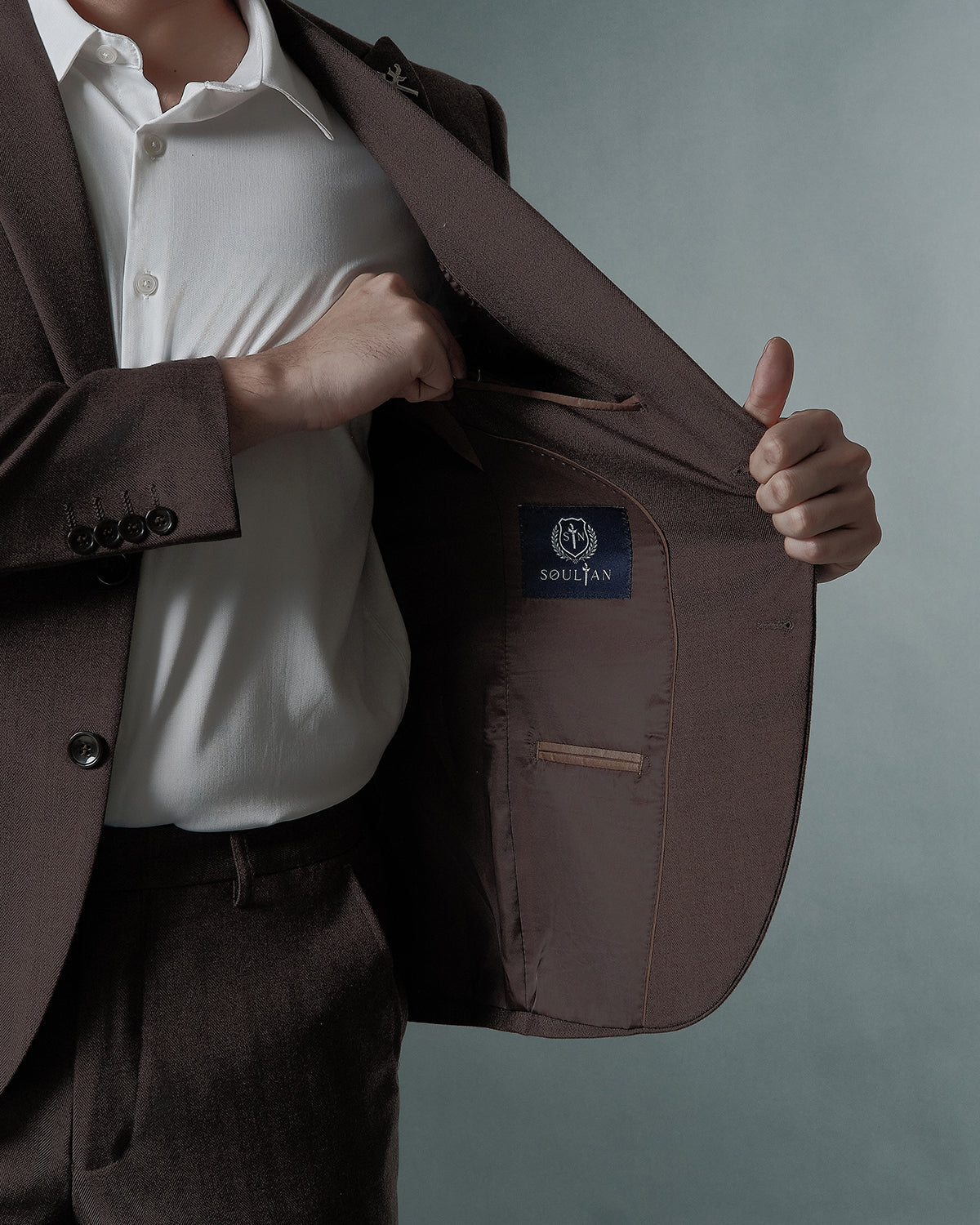 THE ALDEN SINGLE BREASTED SUIT (ASH BROWN)