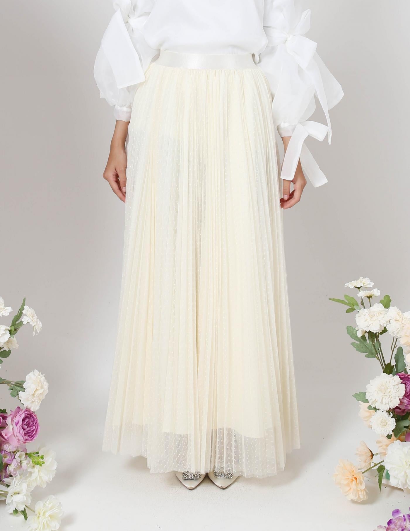 MINOR DEFECT TUTU PLEATED DOT SKIRT (LIGHT YELLOW)