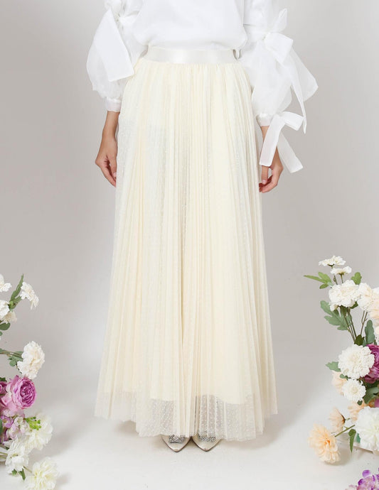MINOR DEFECT TUTU PLEATED DOT SKIRT (LIGHT YELLOW)