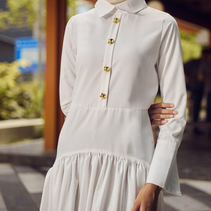 MINOR DEFECT TUNIC TIERED DRESS (OFF WHITE)