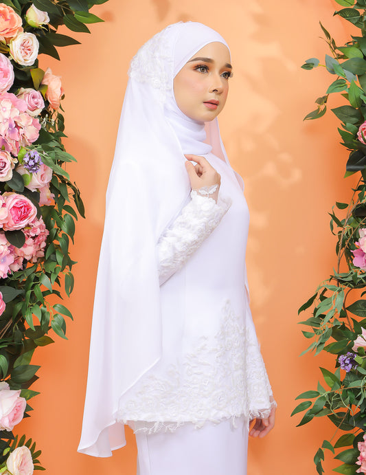 VEIL CHIFFON BEADS CODE A02 (WHITE)