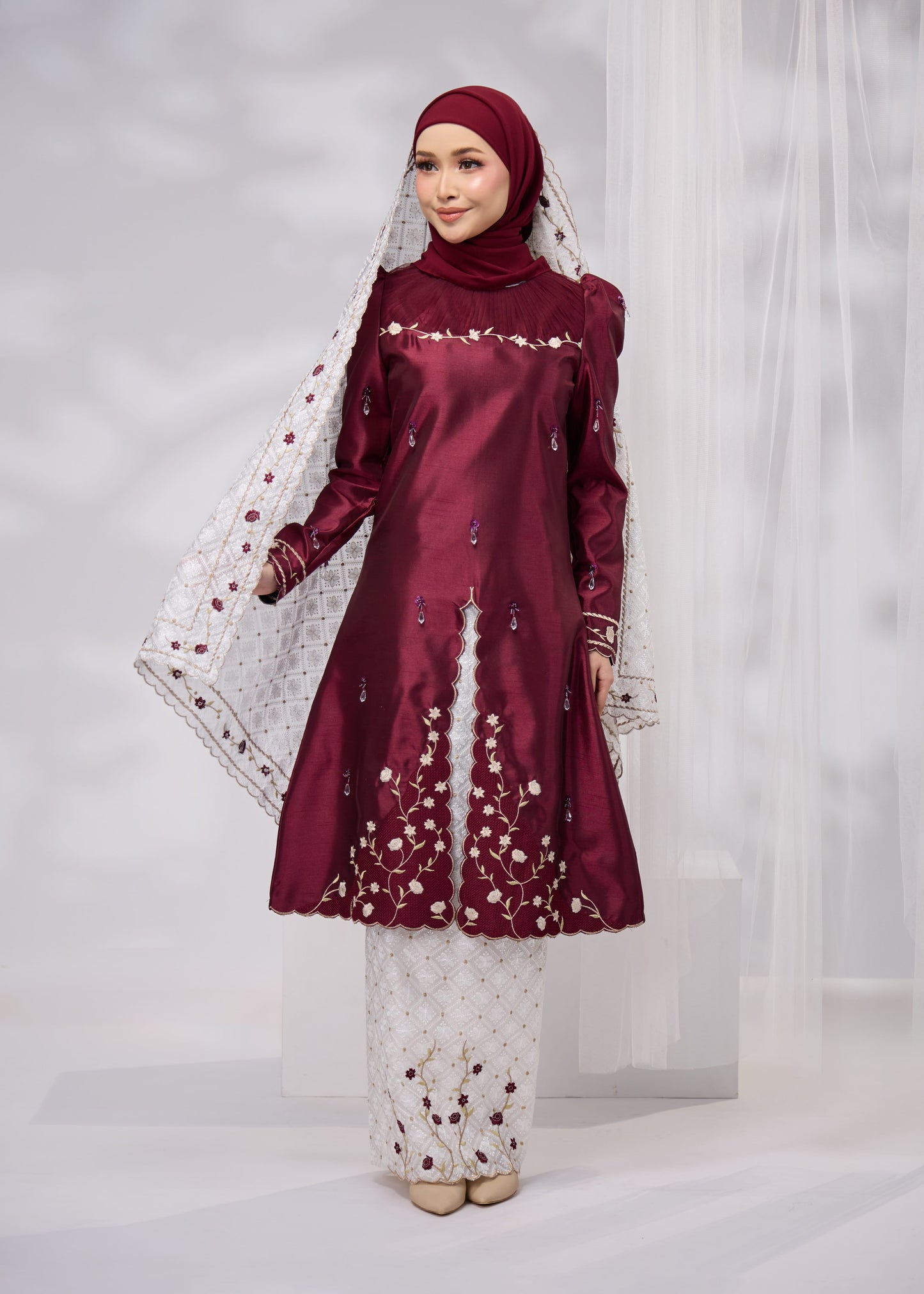 ALANNA KURUNG (BURGUNDY)